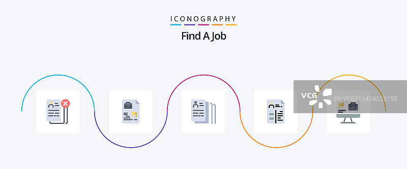 寻找工作扁平5图标包，包括电脑图片素材