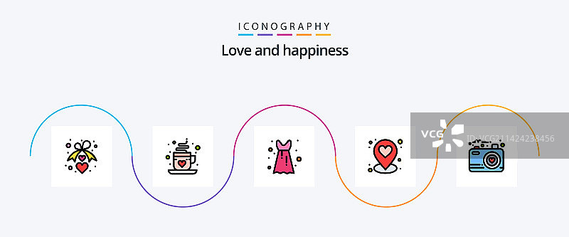 包含照片的爱心线条填充图标包图片素材