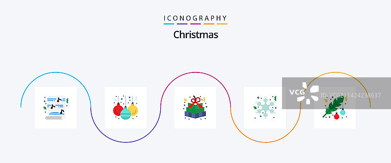 包含装饰的圣诞扁平风格图标包图片素材