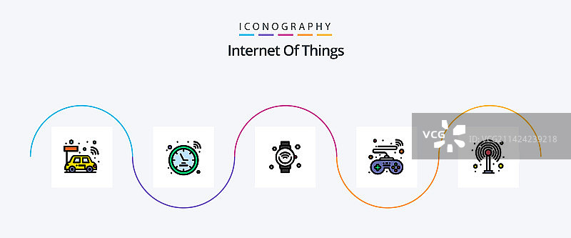 物联网线性扁平风格图标套装图片素材
