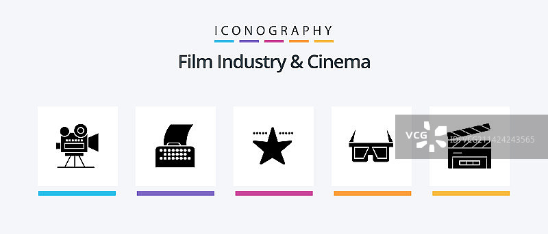 电影字形5图标包，包括场记板图片素材