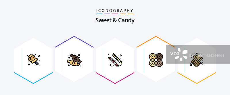 25个填充线性糖果图标包图片素材