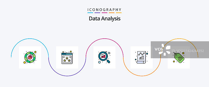 数据分析线填平5个图标包图片素材