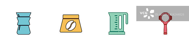 手冲咖啡壶和咖啡豆袋图片素材