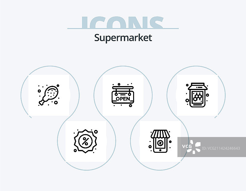 超市线条图标包5，包含货架设计图片素材