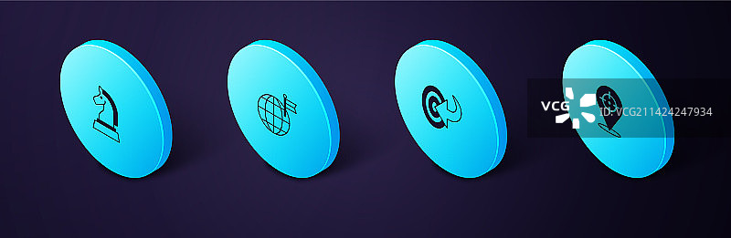 2.5D带旗帜和国际象棋的目标星球图片素材