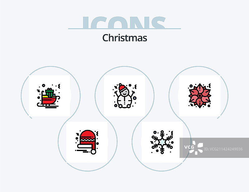 圣诞线条填充图标包图片素材