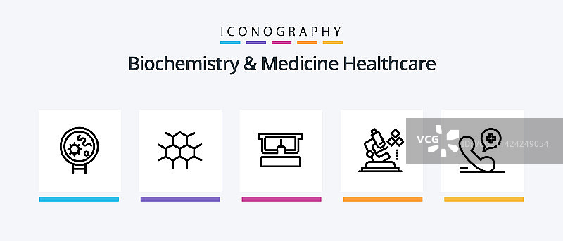 生物化学与医疗保健细线图标图片素材