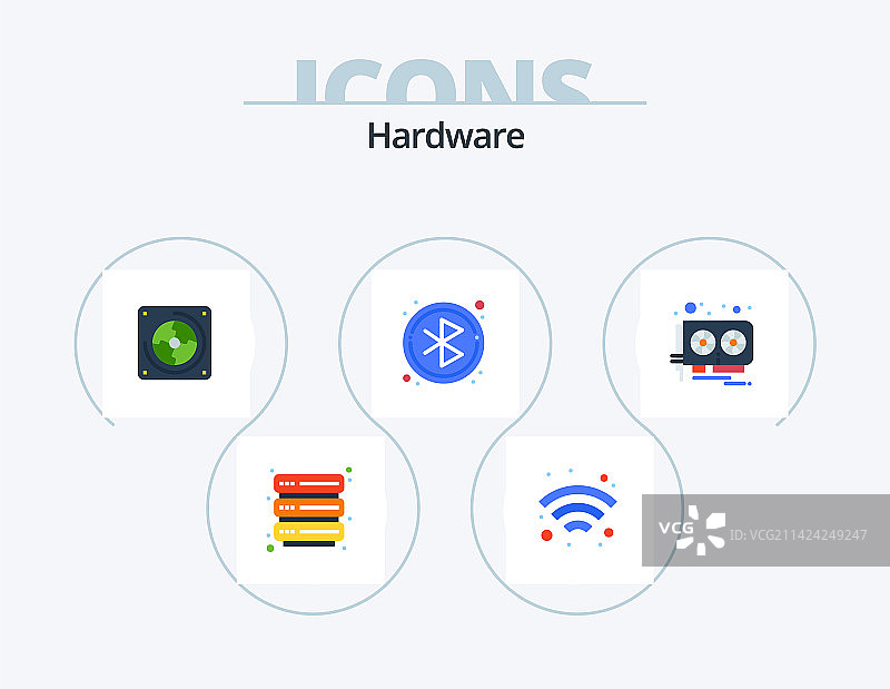 视频设计的扁平风格硬件图标套装图片素材