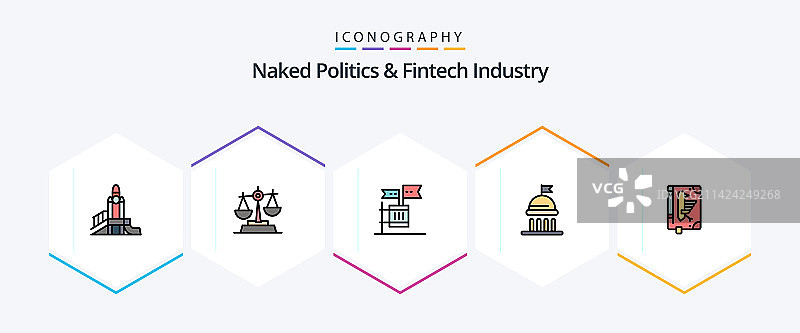 赤裸的政治和金融科技行业25条填充线图片素材