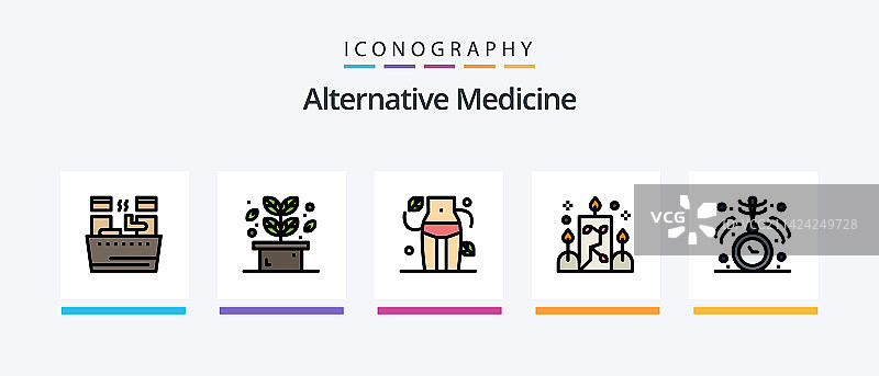 替代医学线形填充五图标包图片素材