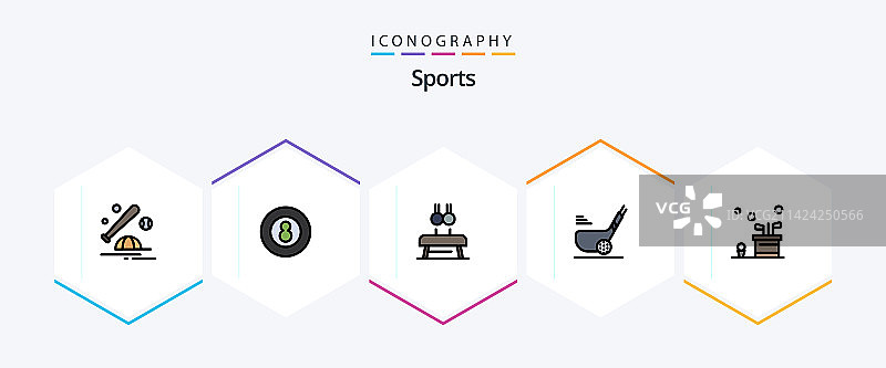 包含短裤的25个填充运动图标包图片素材