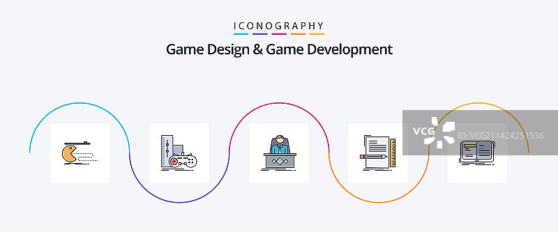 游戏设计与游戏开发线性填充图标图片素材