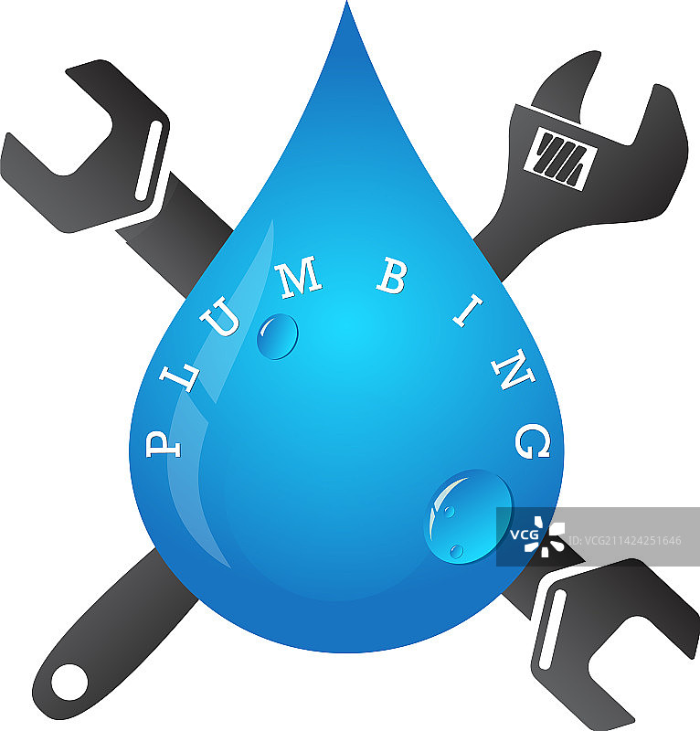 一滴水和两个扳手图片素材