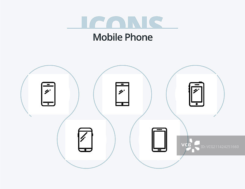 手机线条图标包5个图标设计图片素材