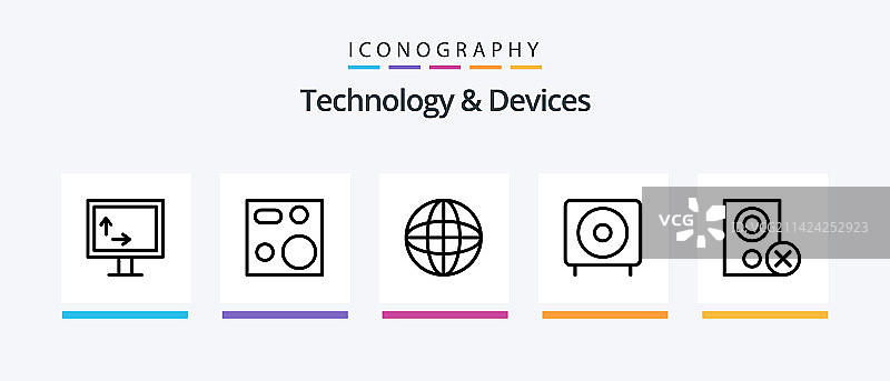 5款线条电子设备图标图片素材