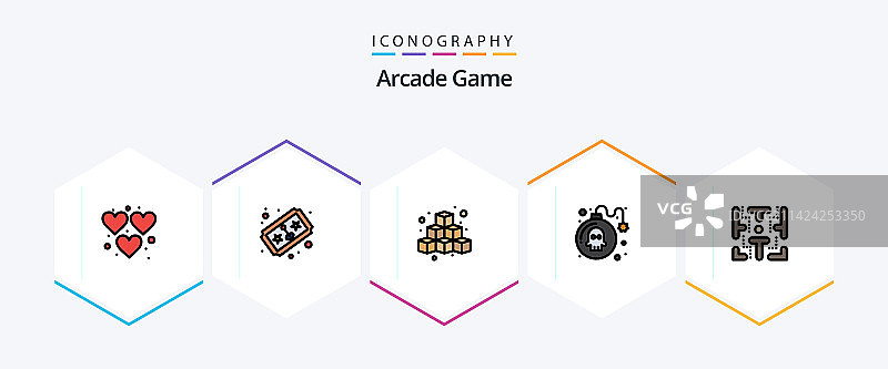 包含迷宫的街机25填充线图标包图片素材