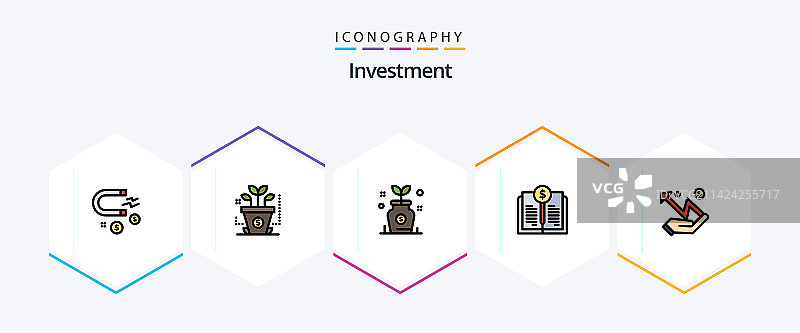25个投资实线图标包图片素材
