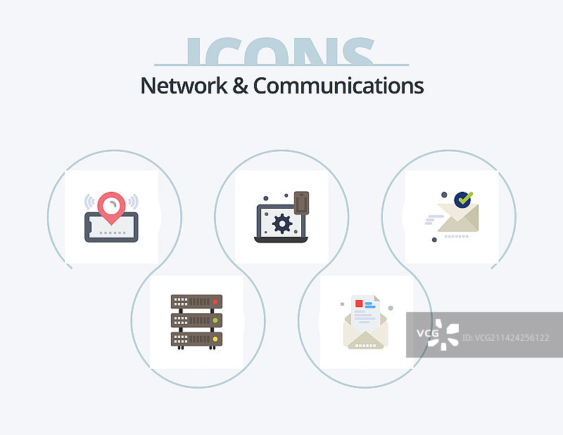 网络和通信扁平图标包5个图标图片素材