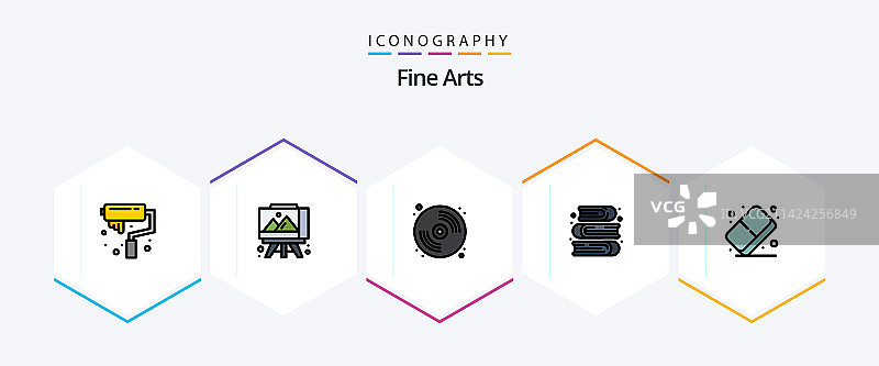 美术彩色填充线条图标包图片素材