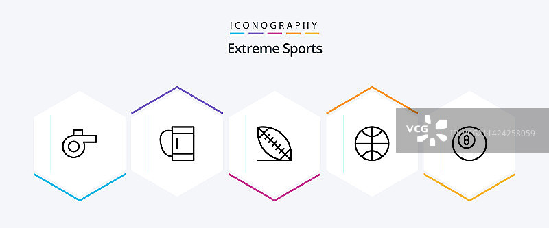 包含篮球的25个体育运动线性图标包图片素材