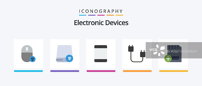包含设备的扁平风格设备图标包图片素材
