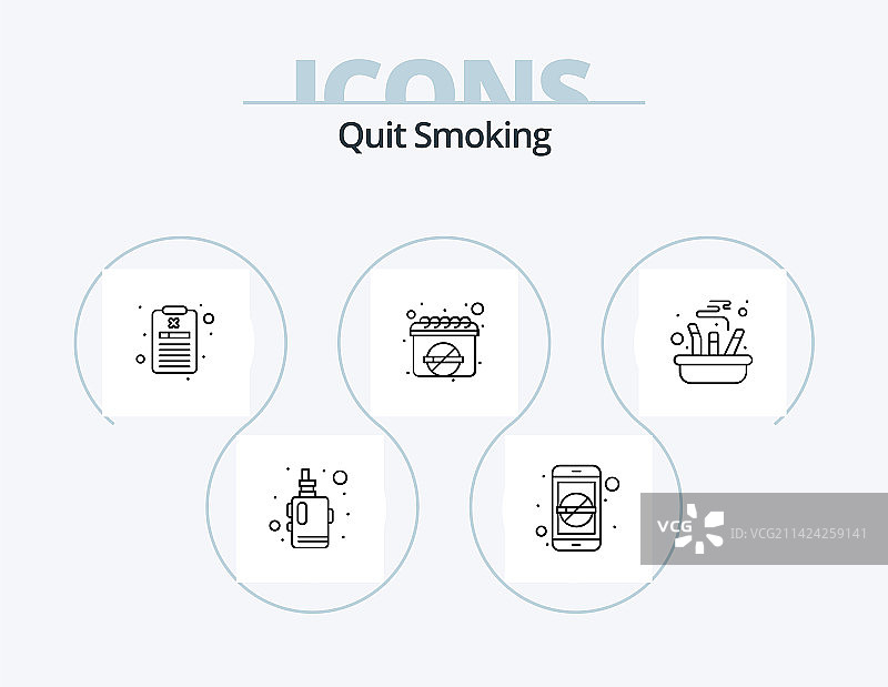 戒烟线性图标套装（5个图标设计）图片素材