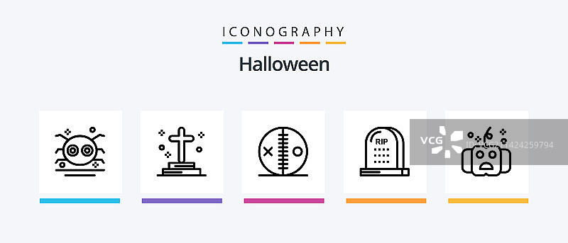 万圣节线性5图标包（含葬礼）图片素材