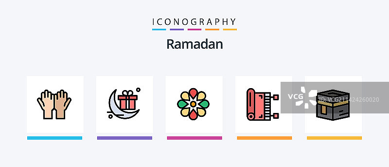 斋月线性填充5图标包，包含地点图片素材