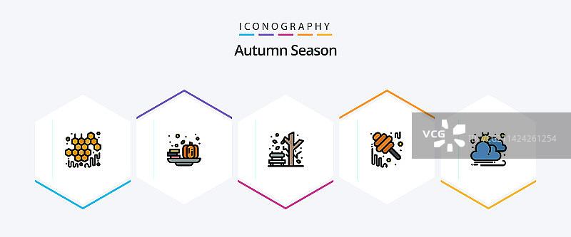 秋季填充轮廓图标包，含秋季元素图片素材