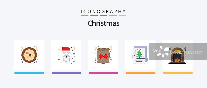 包含文化圣诞节的圣诞节扁平5图标包图片素材