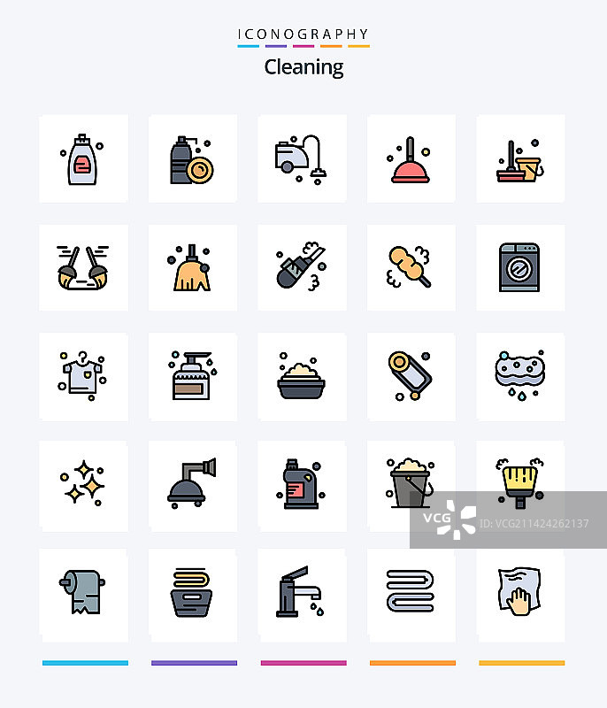 创意清洁25线条填充图标包图片素材