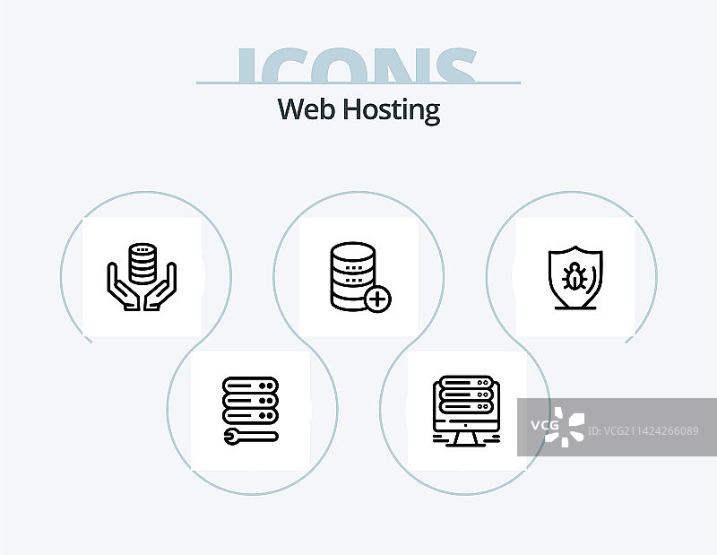 网站服务器线性图标包5图标设计保护图片素材
