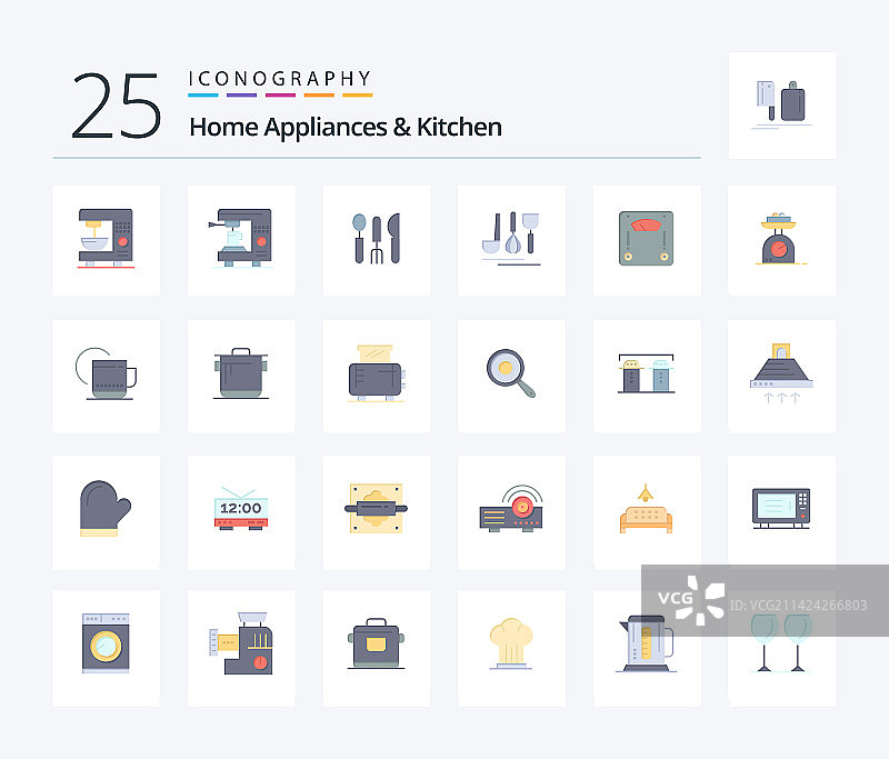 家用电器和厨房2.5D彩色图标图片素材