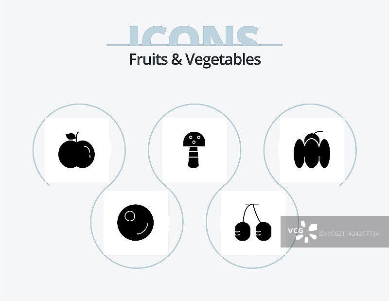 水果和蔬菜Glyph图标包5图标图片素材
