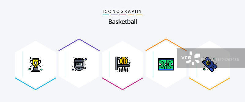 篮球填充轮廓图标包图片素材