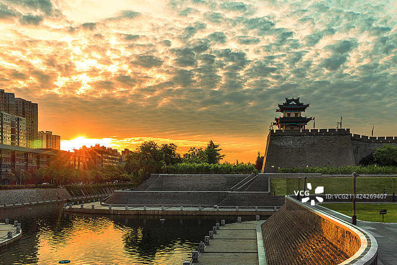 西安城墙角楼图片素材