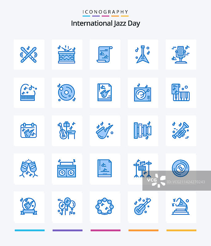 创意国际爵士乐日蓝色图标包图片素材