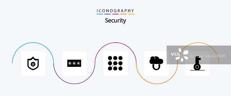 包含密码钥匙的安全字形图标包5图片素材
