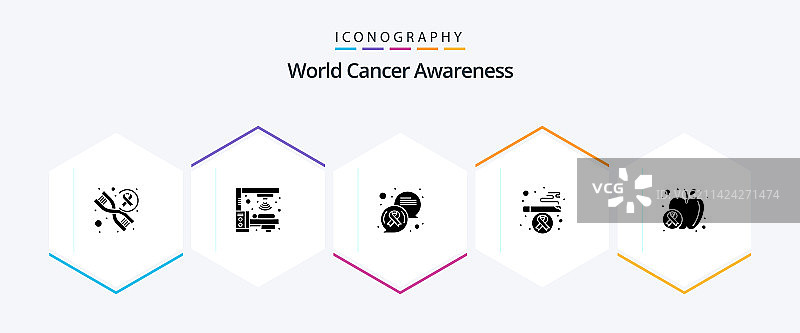 世界癌症意识25字形图标包图片素材