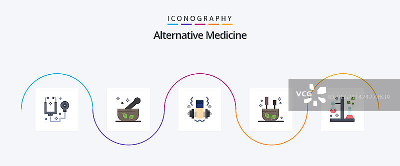 替代医学扁平风5图标包图片素材