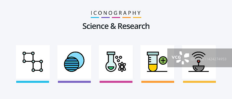 包含空间的科学线性图标集图片素材