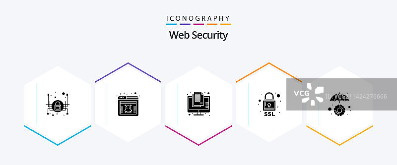 网络安全字形图标包（含多个图标）图片素材