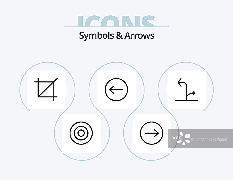 符号和箭头线条图标包5个图标设计图片素材