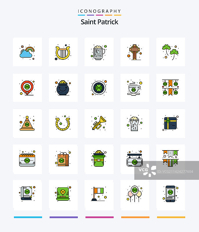 创意圣帕特里克25线条填充图标包图片素材