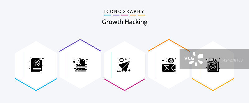 黑客攻击25个字形图标包，包括垃圾邮件转发图片素材
