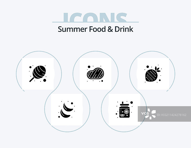 夏季食物和饮料图标集5个图标图片素材