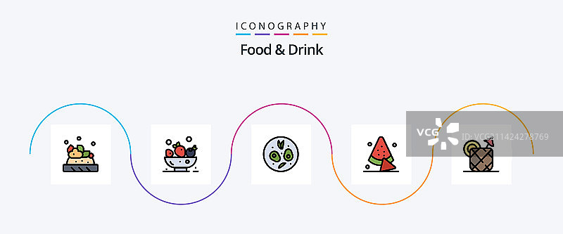 食品饮料线性填充扁平5图标包图片素材