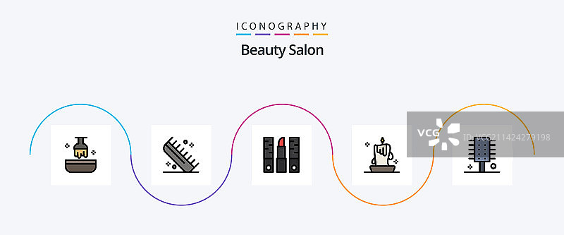 美容院线性填充扁平图标包 5图片素材