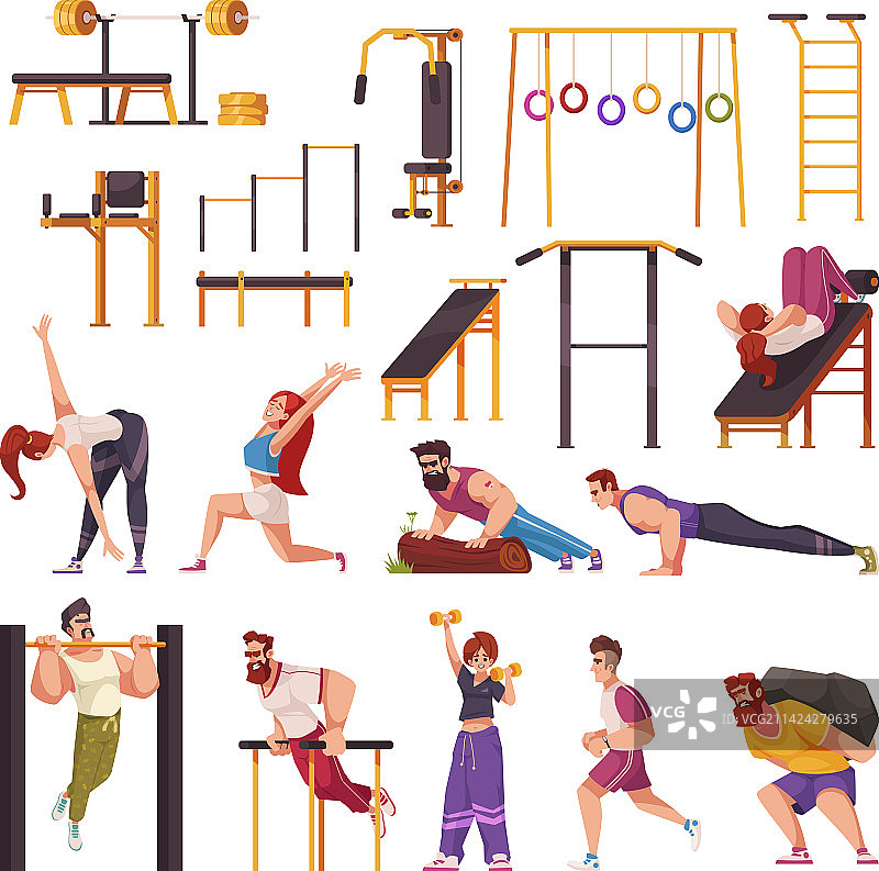 健身卡通套装图片素材
